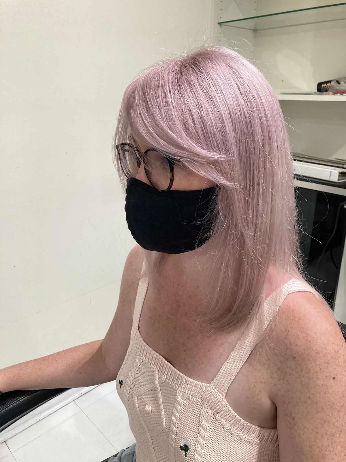 Pastel pink shoulder-length color