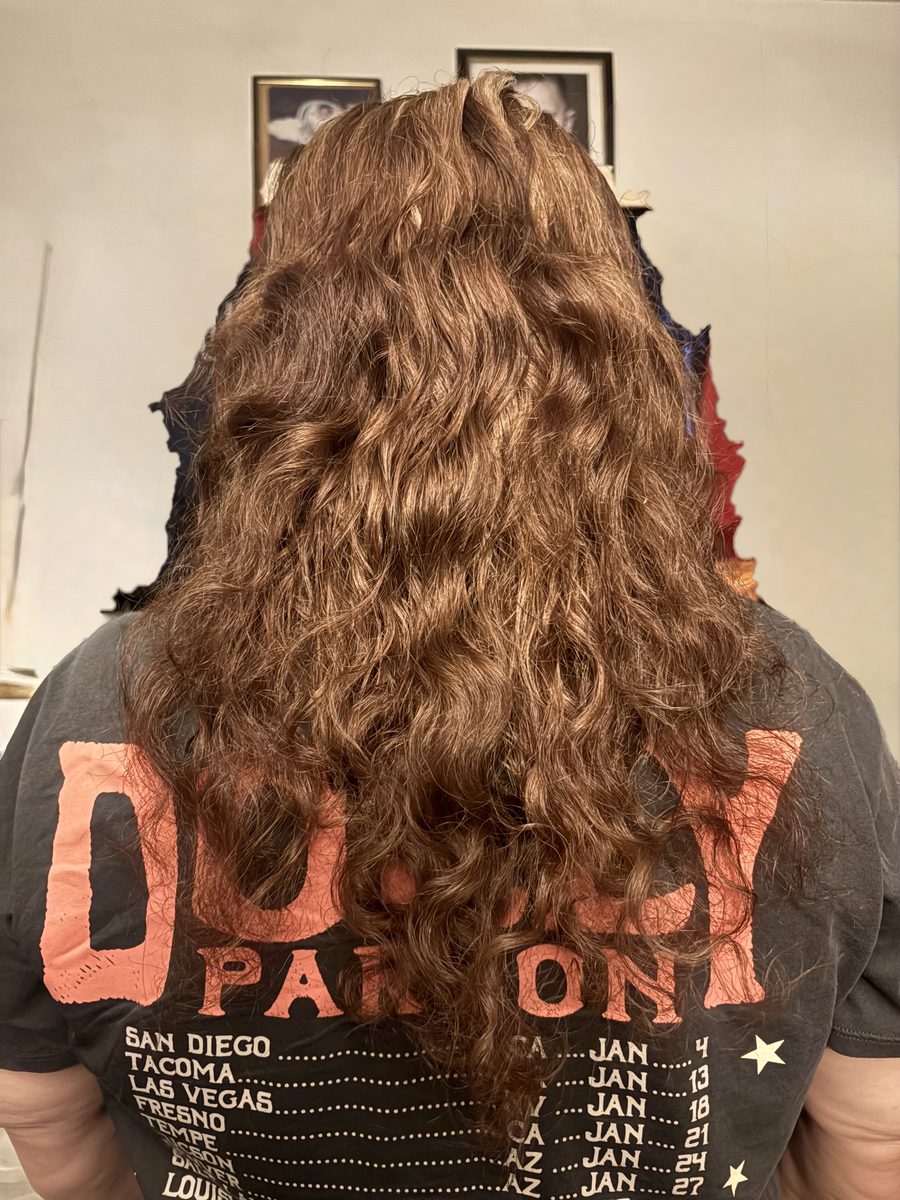 Before: long hair with loose waves